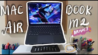 MacBook Air M2 Unboxing plus Accessories and FREE AIRPODS 3 ✨ (Philippines)