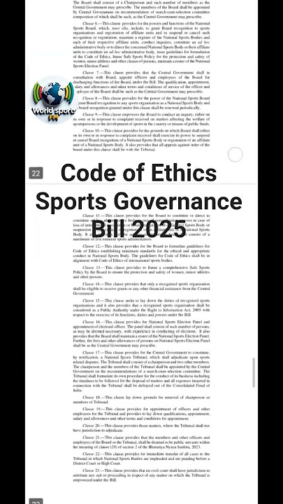 Code of Ethics Explained | New Sports Governance Bill 2025 #fairsport #sportsrights #sportintegrit