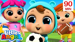 Sports Song - Football, Soccer & Volleyball  | Little Angel |🔤 Moonbug Subtitles 🔤|Learning Videos