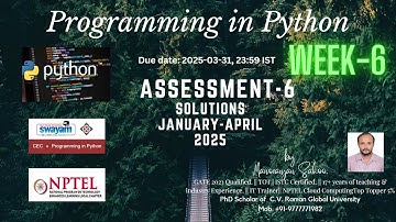 CEC » Programming in Python Quiz Week 6  Assessment 6 Answers SWAYAM JANUARY APRIL 2025