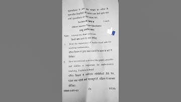 B.Ed. 2nd year paper Teaching of mathematics Mjpru #shorts