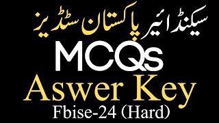 12th Pakistan Studies MCQs Solution Fbise Exam 2024