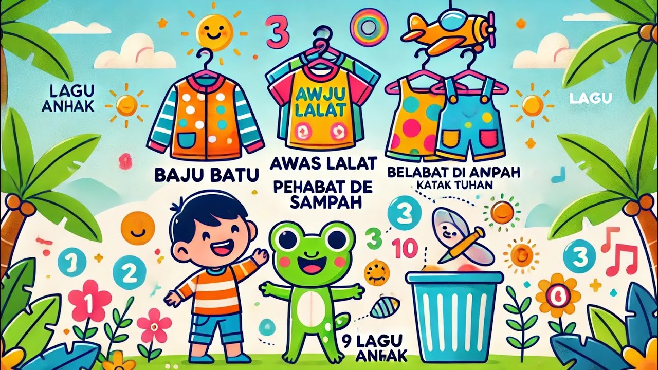 Kompilasi 8 Lagu Anak Ceria – Baju Baru, Awas Lalat, Katak Ceria & Angka 1–10