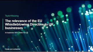 The relevance of the EU Whistleblowing Directive to UK businesses by Taylor Wessing LLP 231 views 1 year ago 1 hour