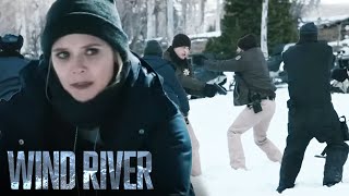 'Banner Diffuses a Standoff at the Drilling Camp' Scene | Wind River | Elizabeth Olsen