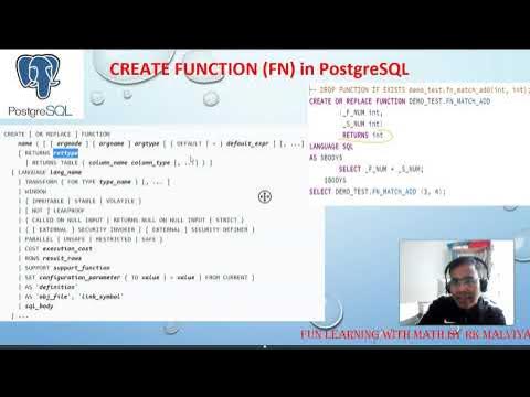 CREATE FUNCTIONS IN POSTGRESQL with ARGUMENTS and WITHOUT ARGUMENTS IN ...