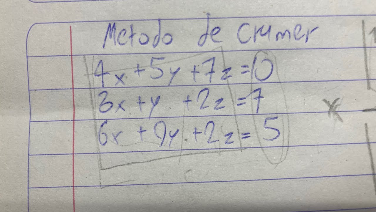 Resolviendo sistema de ecuaciones utilizando el método de Cramer paso