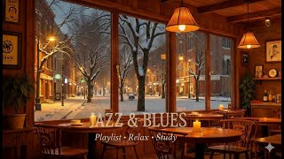 ❄️ 눈 내리는 겨울 카페 재즈 | Cozy Winter Jazz & Blues for Study, Work, Relax