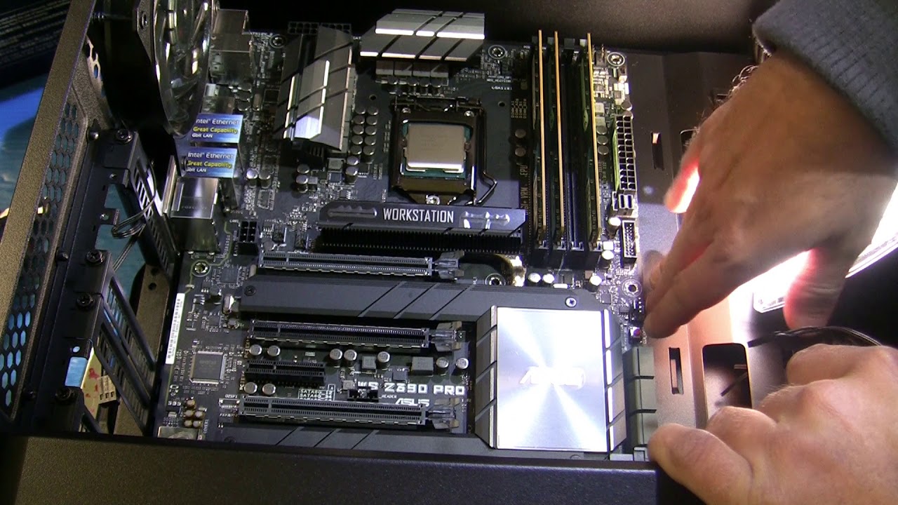 ASUS WS-Z390 PRO with Intel i9 9900K and GTX 1080 in SLI assembly 