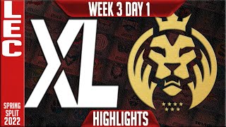 XL vs MAD Highlights | LEC Spring 2022 W3D1 | Excel Esports vs MAD Lions