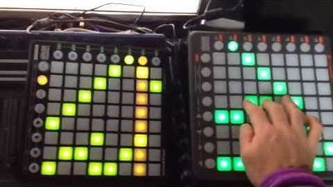 16 x 9 step sequencer on novation LAUNCHPADs by PureData