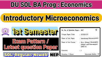 Introductory Microeconomics BA Programme Economics 1st semester question paper du sol #solexam2025