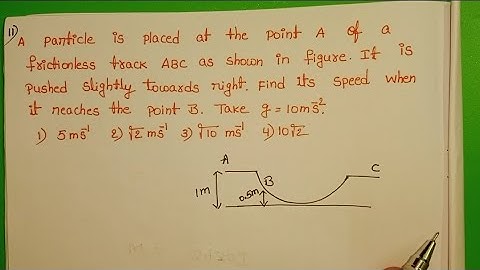 A particle is placed at the point A of a frictionless track ABC as shown in figure.It is pushed