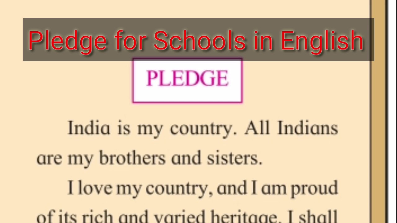 Indian pledge for schools and students for online class In English free copy  InspiringYou