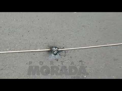 Cabo de alta tensão rompe e derrete asfalto no Botânico