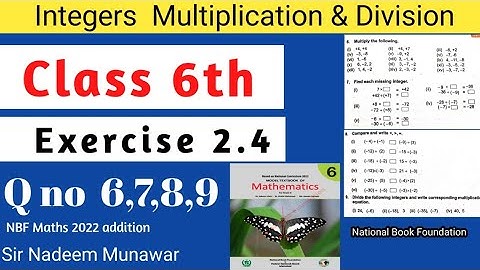 Class 6 Exercise 2.4 Q no 6 to 9  Ex 2.4 NBF Maths  Subtraction addition of Integers Sir Nadeem