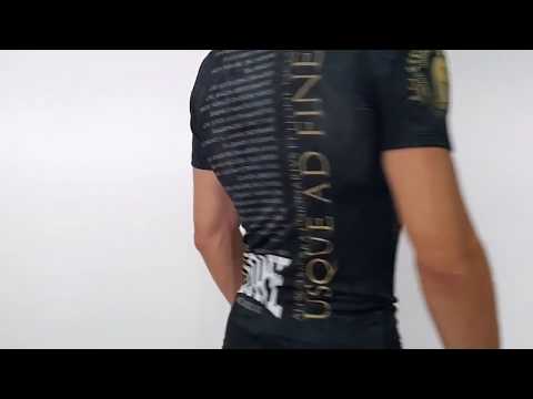 Рашгард спортивний чоловічий для тренувань єдиноборств кросфіту, Рашгард з коротким рукавом Leone Legion 2XL, видео 1