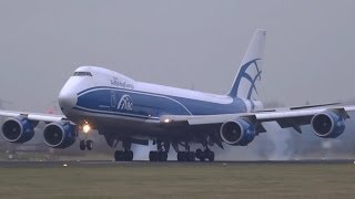 B747-8HVF Air Bridge Cargo great sound the revers thrust