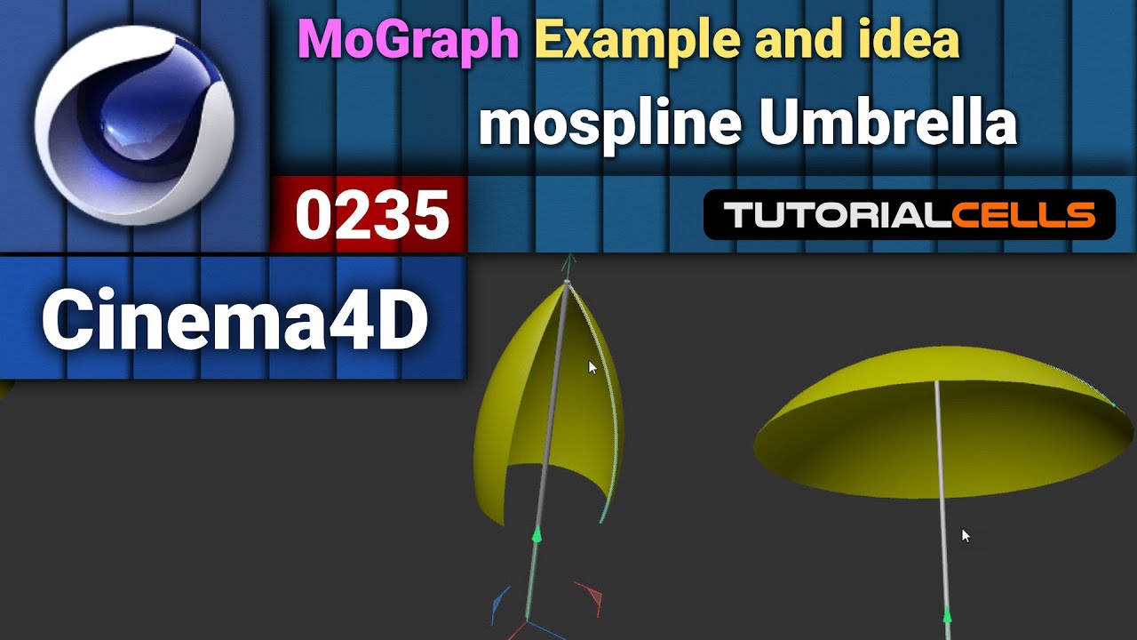 0235. MoGraph Examples ( mospline Umbrella ) in cinema 4d - YouTube
