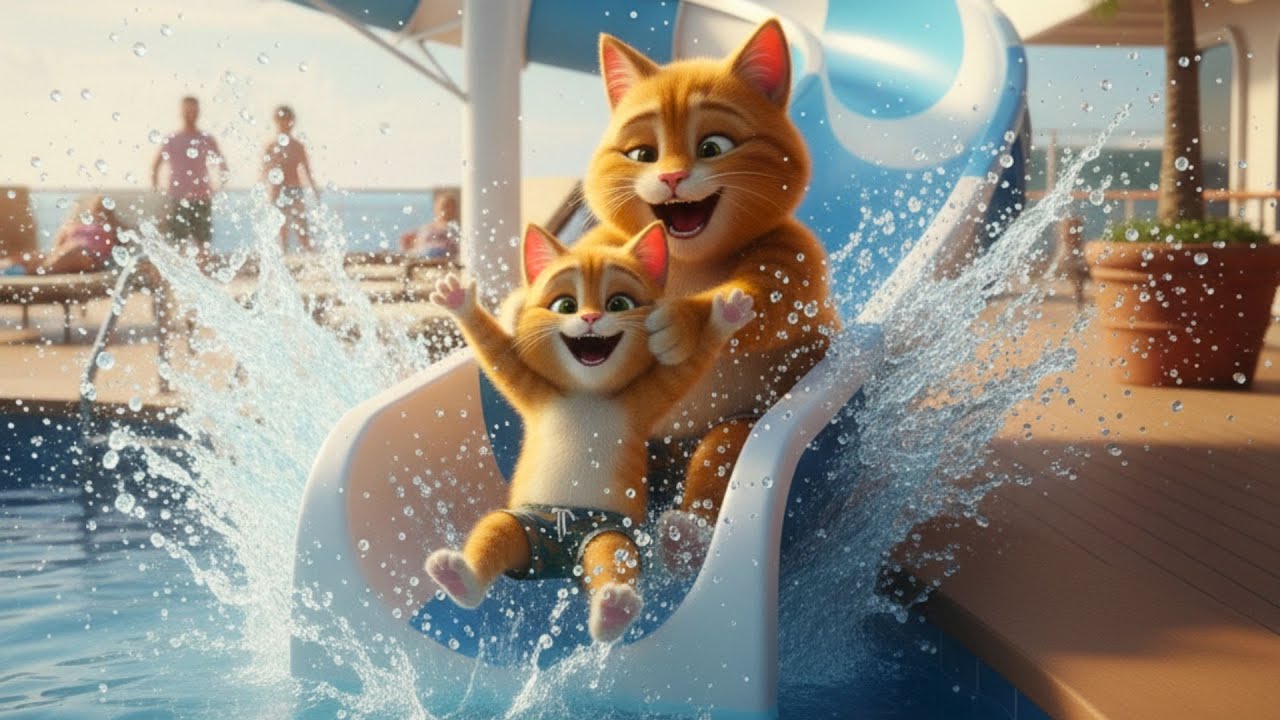 The Orange Tabby Cat Family’s Big Adventure 🌴❄️🐾