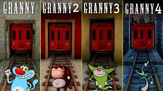 OGGY & JACK vs ALL GRANNY CHAPTERS! 😱 | Granny 1, 2, 3, 4 Train Escape (Full Gameplay) screenshot 1