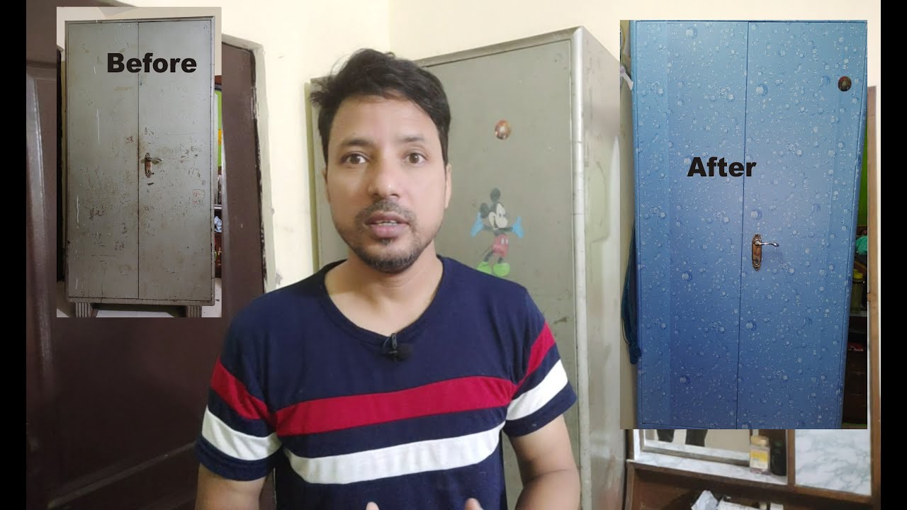 Old Almirah Makeover with Sticker Wallpaper 