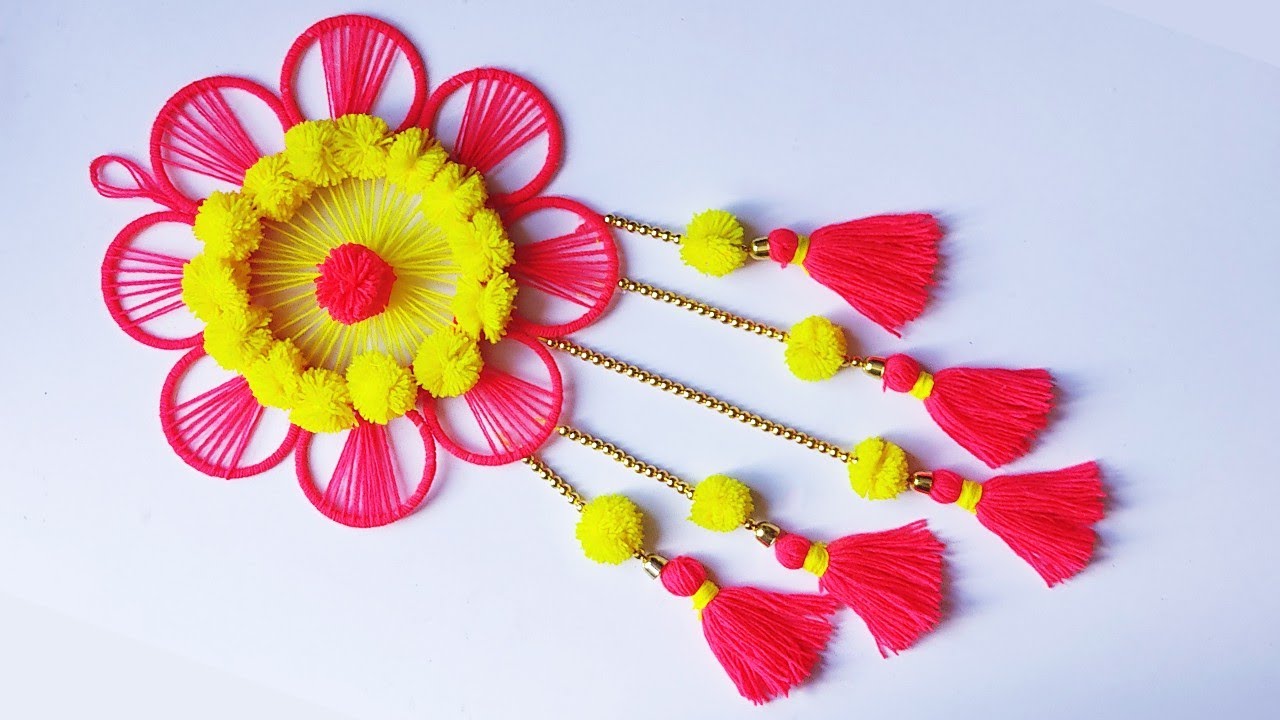 Easy woolen flower wall hanging ideas/ woolen craft/ woolen wall
