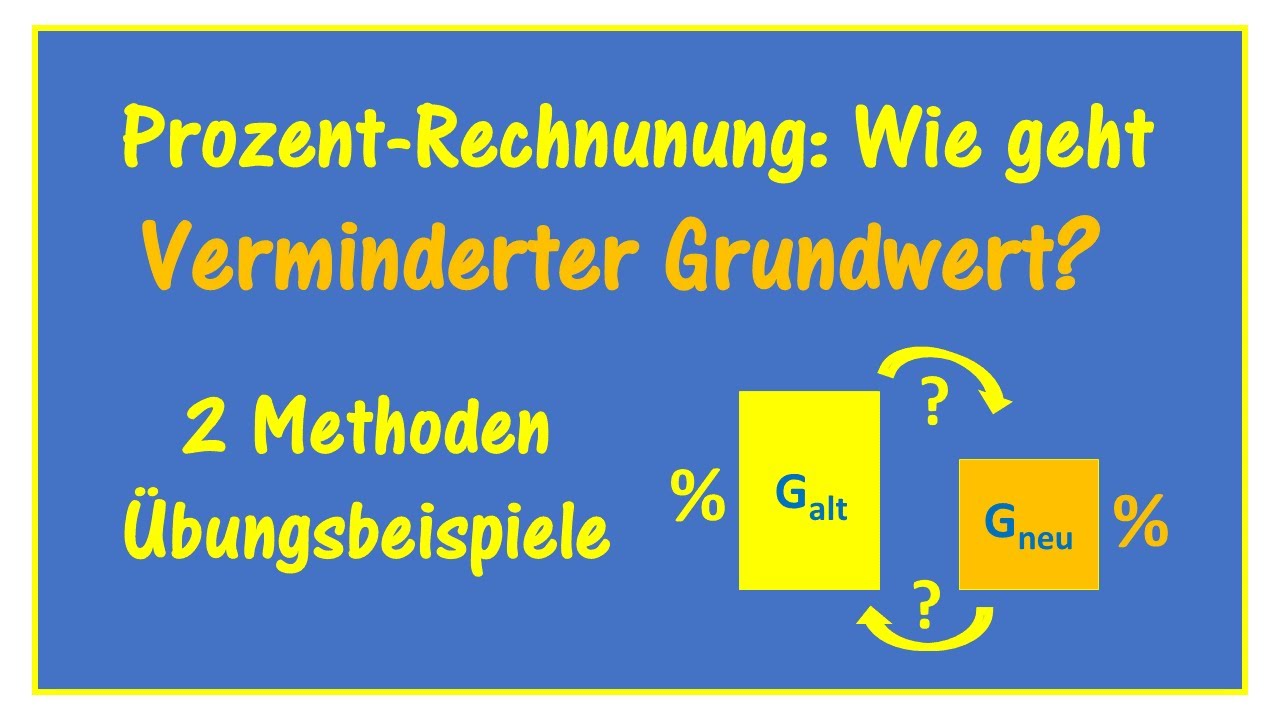 Prozentrechnen: Verminderter Grundwert: Zwei Methoden - Mit Beispielaufgaben (Abnahmefaktor ...