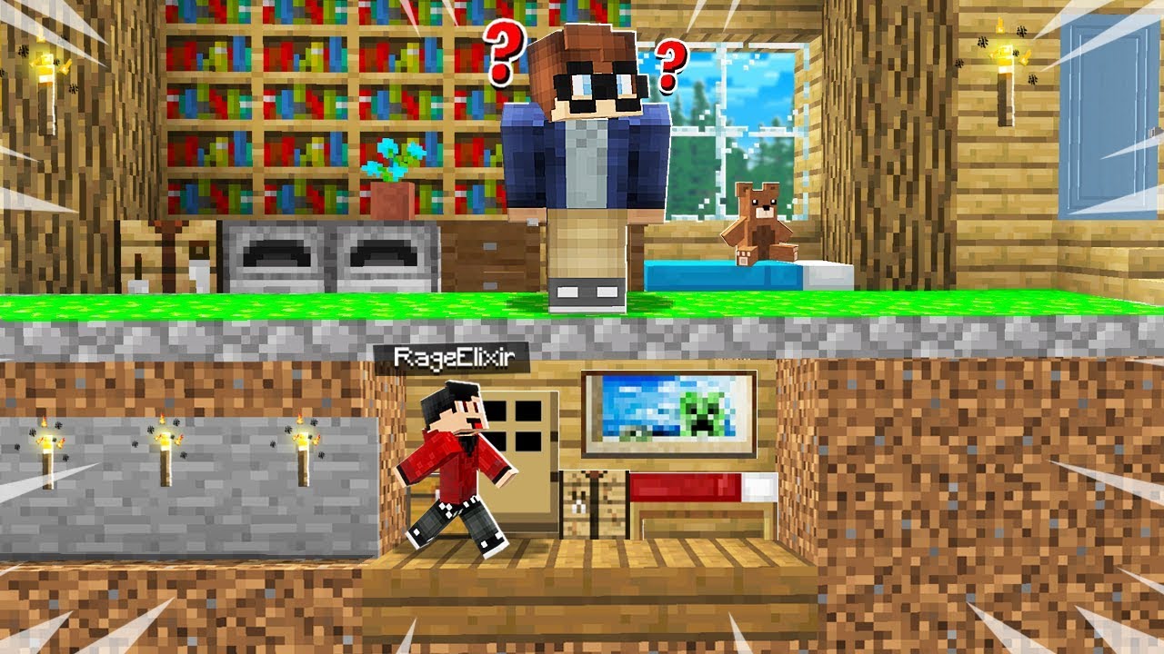 I Built a MINI HOME Under My Little Brother's HOUSE in Minecraft!