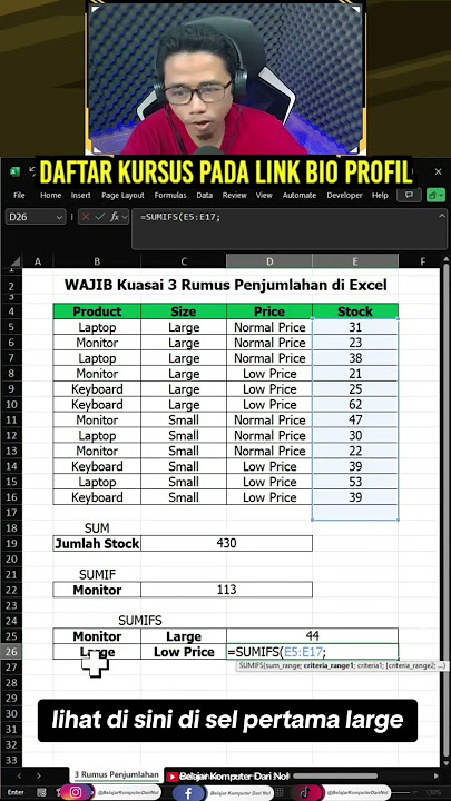 Cara Menggunakan Rumus SUMIFS untuk 2 Keriteria atau Lebih #sumifs  #tutorialexcel #excel