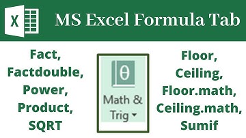 Math & Trig. function of formula tab | ms excel me advance formulas | formula tab of ms excel