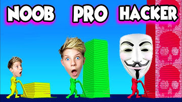 Can We Go NOOB vs PRO vs HACKER In STACK COLORS?! (ALL LEVELS!) Prezley