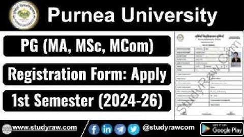 Purnea University PG 1st Semester Registration 2025 MA MSc MCom 2024 26 Dowload Link