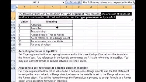 Using Input Box in vba code, the InputBox Method