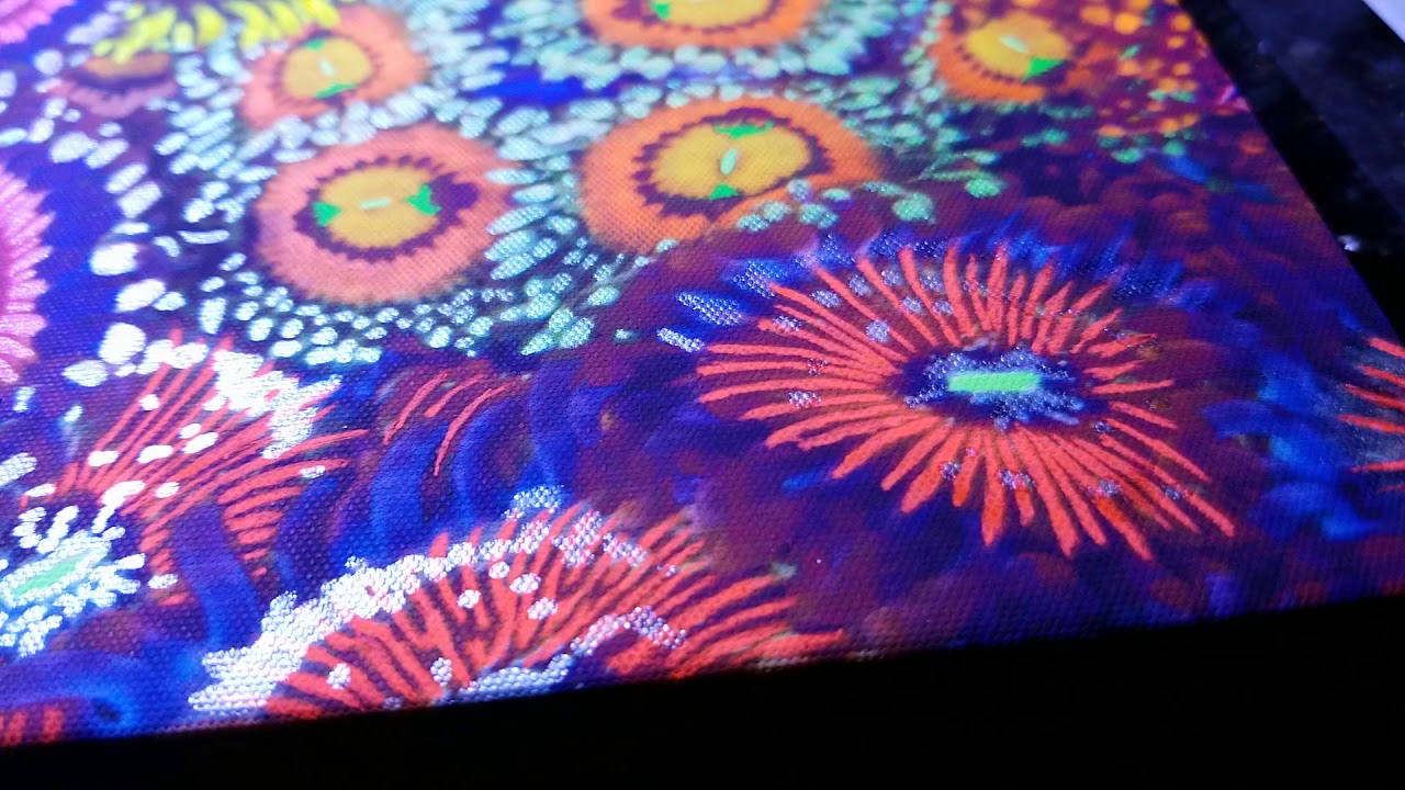 Painted over canvas with neon acrylics. YouTube