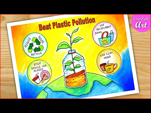 beat plastic pollution drawing||Environment day drawing - YouTube