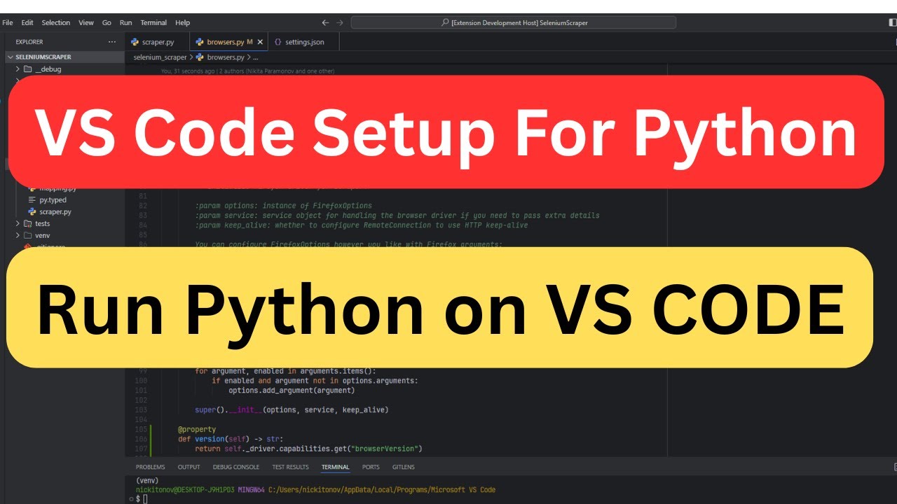 Python Setup in VSCode | How to run first program of Python in Visual Studio Code