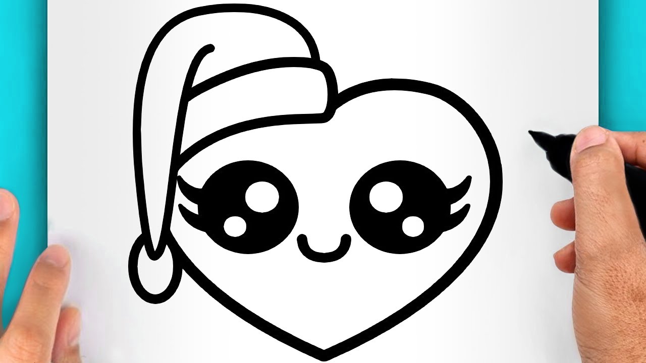 DISEGNI FACILI DA FARE | COME DISEGNARE UN CUORE DI NATALE FACILE (VIDEO DI DISEGNI NATALIZI KAWAII)