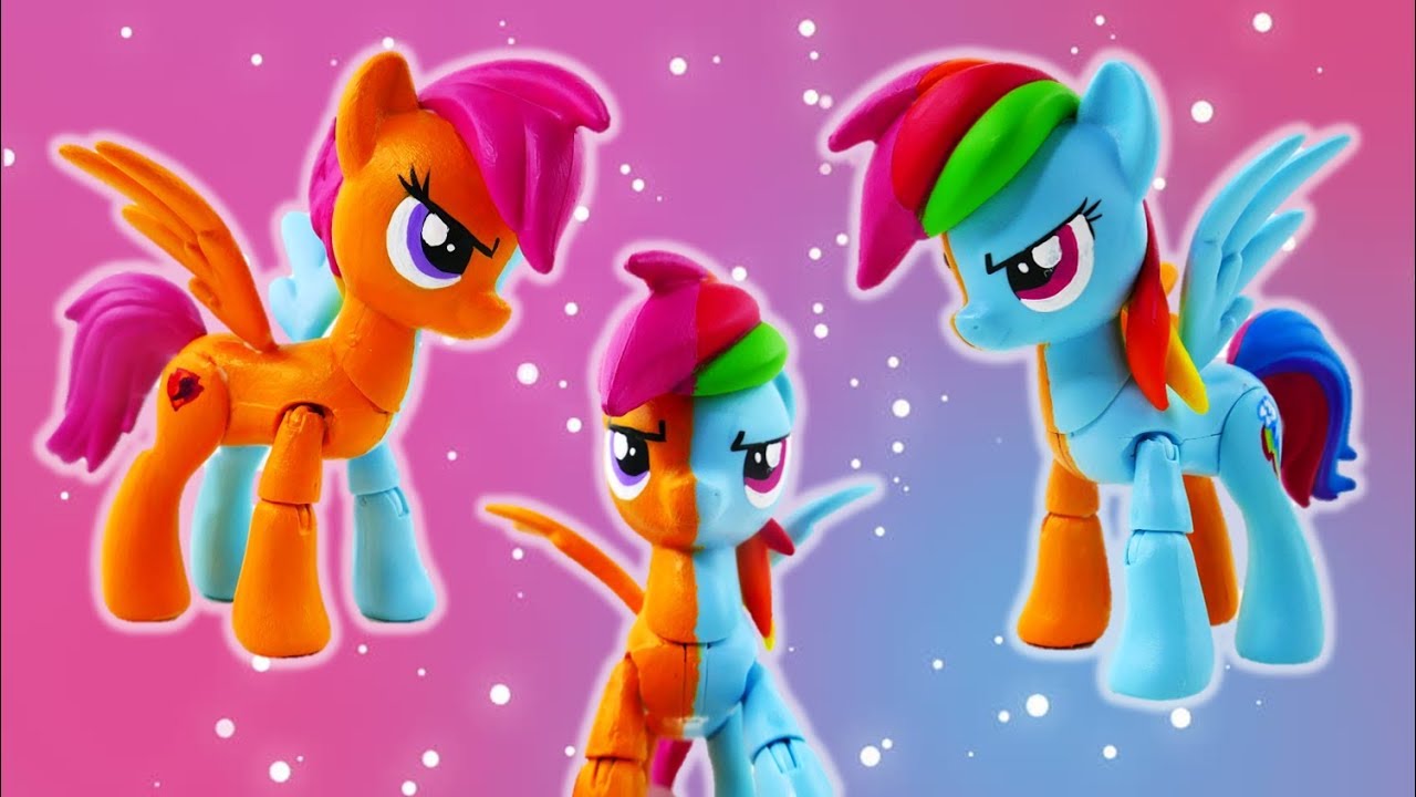 MLP Rainbow Dash Scootaloo Split Pony Custom Pony DIY Tutorial