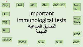 Important immunological tests التحاليل المناعية المهمة (بأختصار)