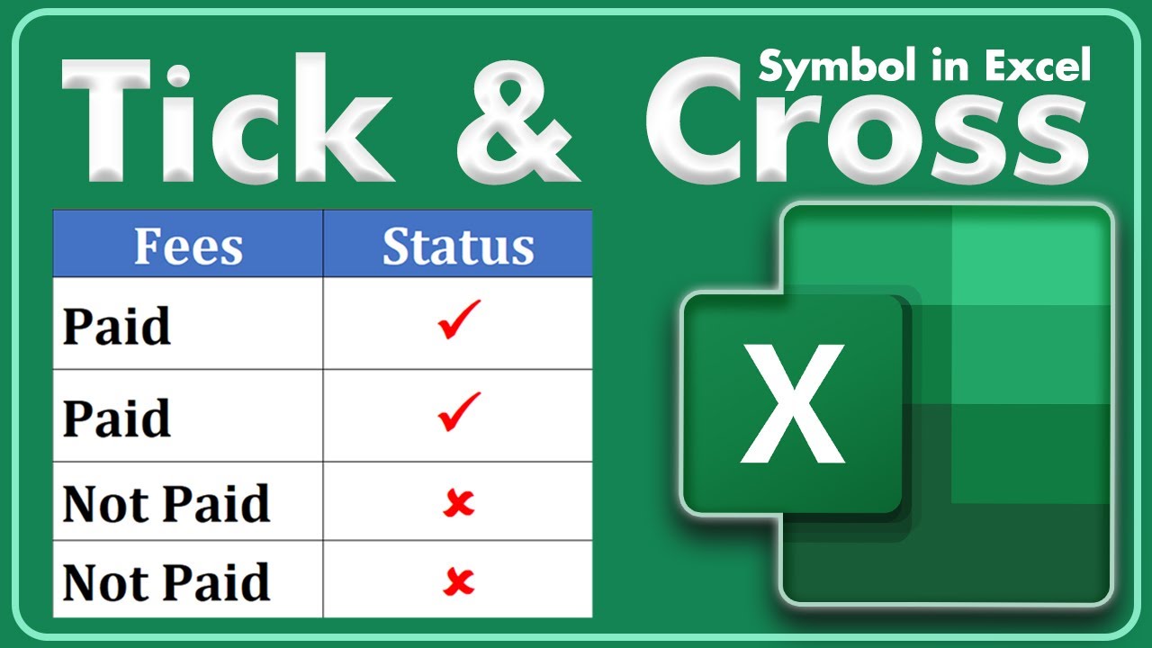 Tick Symbol in Excel: 12 Awesome Ways to Insert Tick and Cross Symbols -  Excel Master Consultant