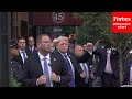 Breaking news trump returns to trump tower after guilty verdict raises his fists in the air