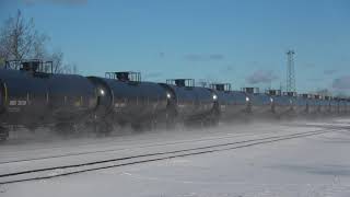 Long Csx Oil Tanker Train In The Snow 4K