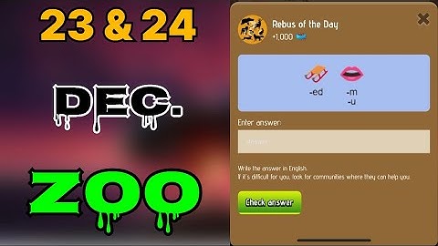 Zoo rebus of the day 23 & 24 December | Rebus of the day zoo | Rebus of the day code Zoo |  #zoo