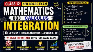 Integration Revision + Trigonometric Integration Start | Most Important for Board Exam 2083-Fixed 3