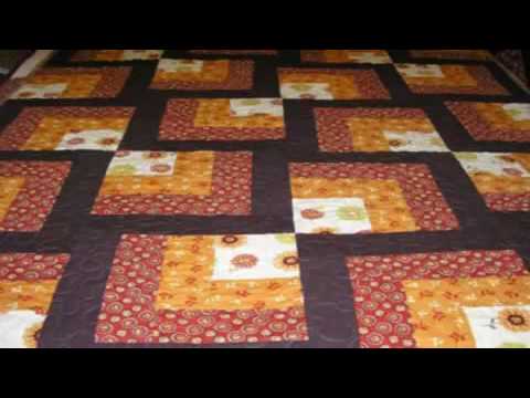 beginner quilt blocks easy log cabin quilt - YouTube