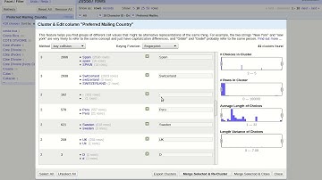 Very basic faceting and clustering in openrefine
