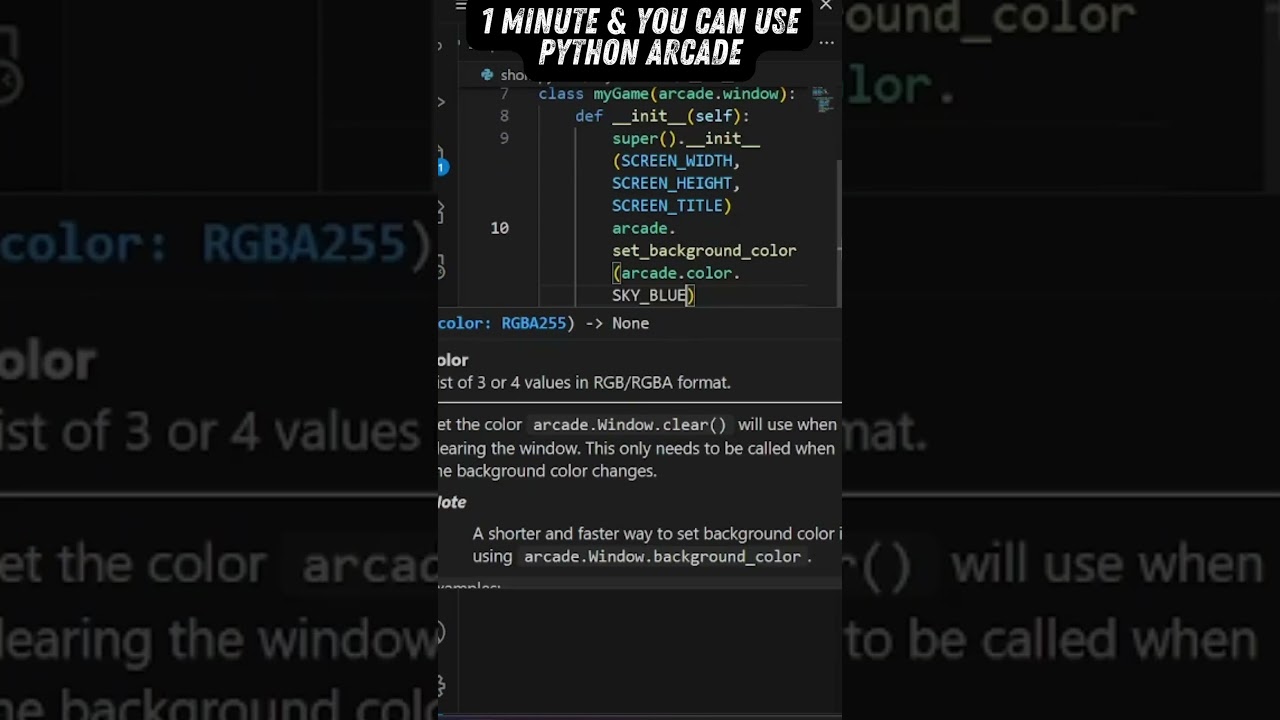 1 Minute to Start Using Python Arcade - So You Can Make Games #python #code #programming