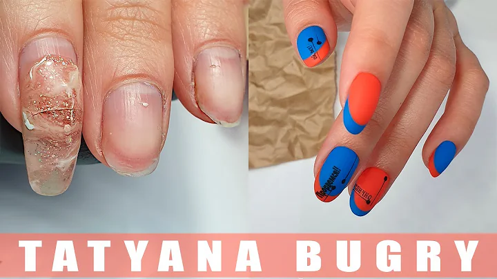 Transformation On 90 Day Old Nails  | Bright Design | Colorful French Mani | Russian Efile Manicure