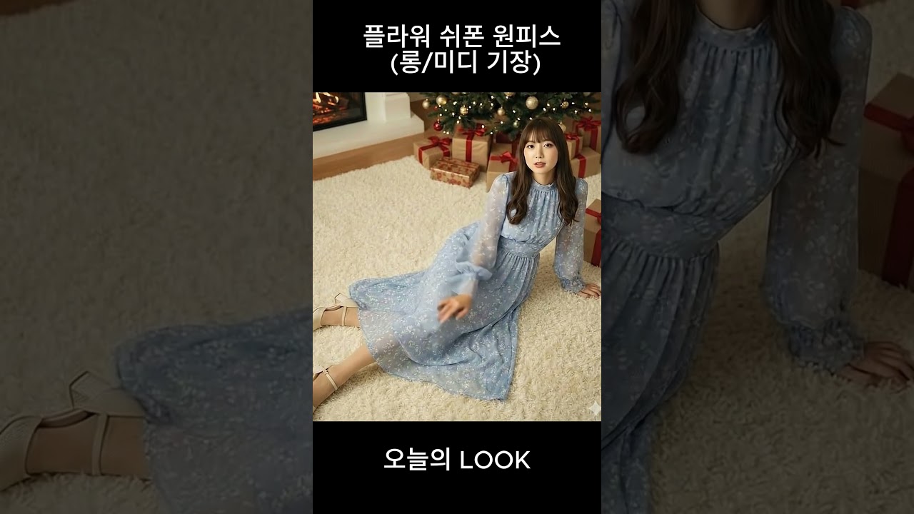 Blue Floral Chiffon Dress 💙 Winter Fairy Look ✨ 